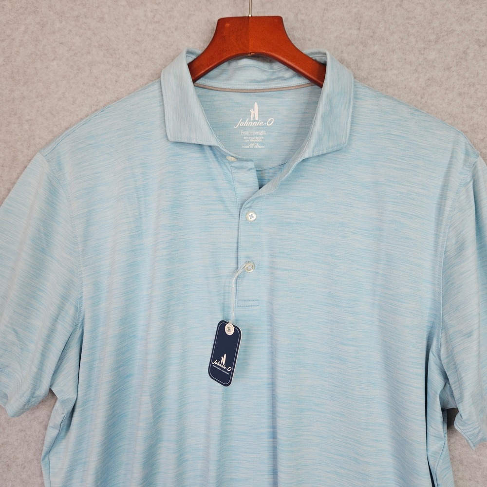 Johnnie-O Huron Featherweight Polo Shirt Mens Large Haze Blue Heather JMP04690